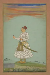 Maharaja Rama Singh (I) från Amber, ca. 1660 (gouache och guld på papper monterat på albumblad)